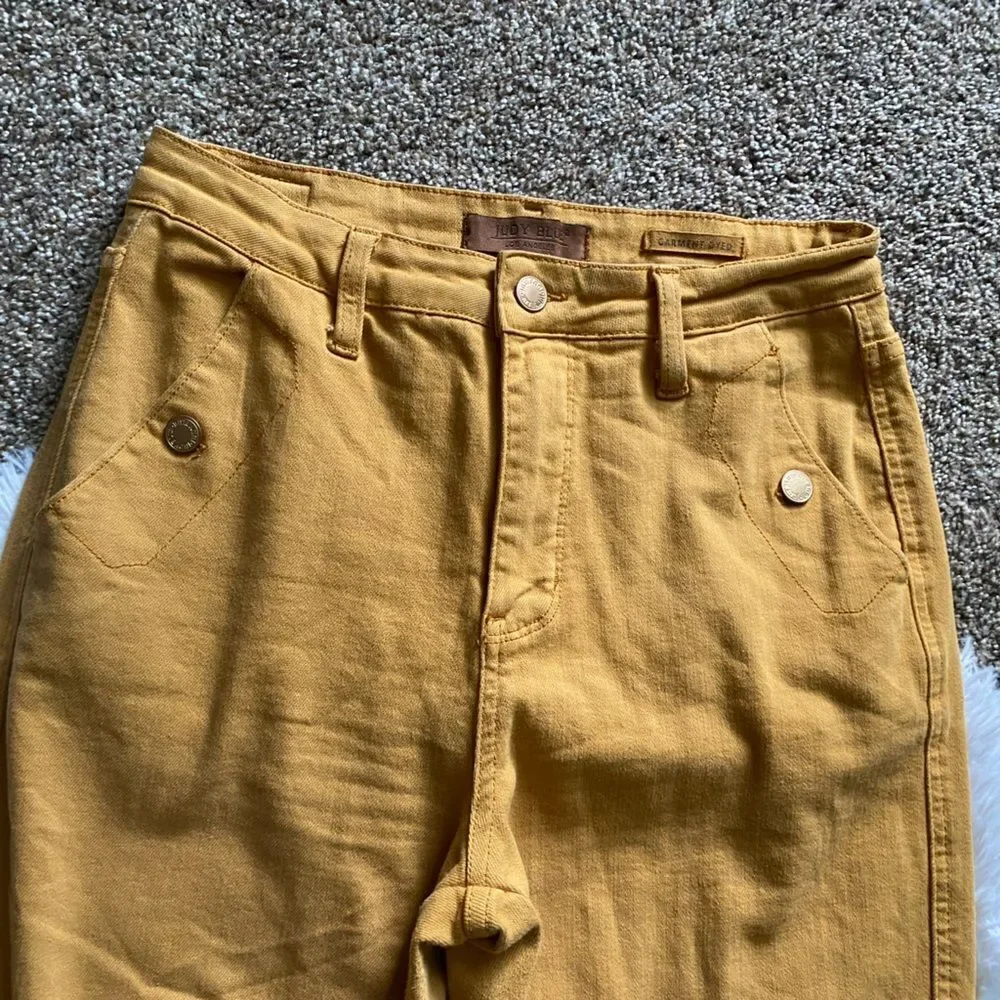 Judy Blue Jeans‎ Garment Dyed Mustard Womens Size 7 28 Stretchy